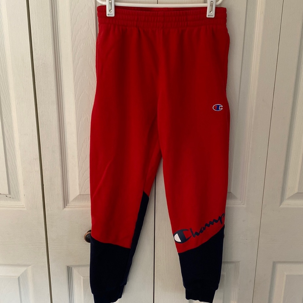 Champion Youth Medium Red/Navy Sweatpants - Picture 1 of 3